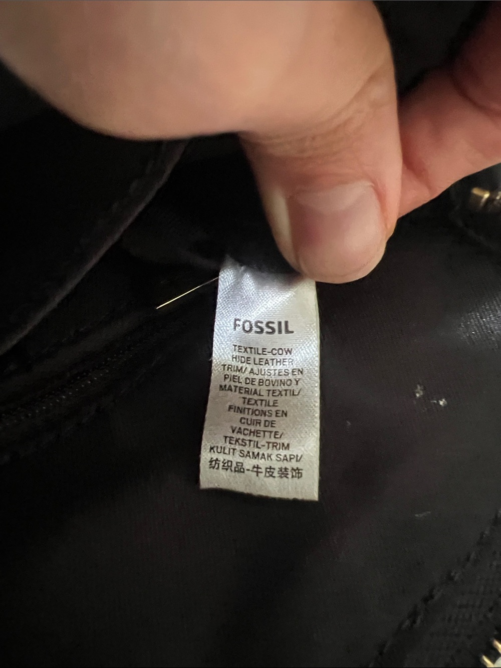 Striped Fossil Crossbody Bag with Leather Details - Picture 10 of 10